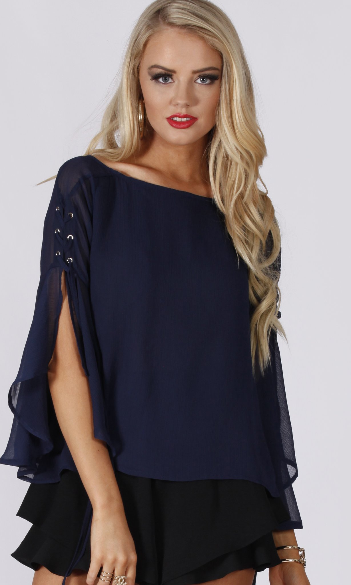 spicy sugar blue chiffon blouse front | So Jealous Fashion & Accessories